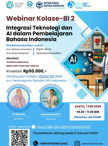 Webinar Kolase-BI 2 : Integrasi Teknologi dan AI dalam Pembelajaran Bahasa Indonesia